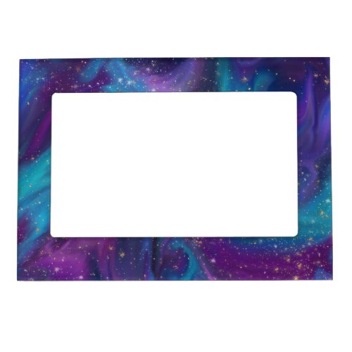 Cosmic Ink  Turquoise Blue Purple Galaxy Nebula Magnetic Frame