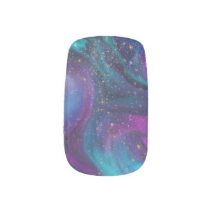 Cosmic Ink   Turquoise Blue Purple Galaxy Nebula Minx Nail Art