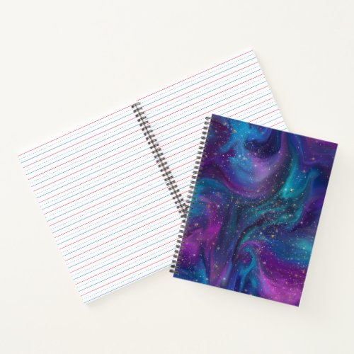 Cosmic Ink  Turquoise Blue Purple Galaxy Nebula Notebook