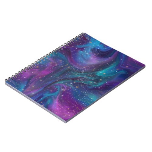 Cosmic Ink  Turquoise Blue Purple Galaxy Nebula Notebook