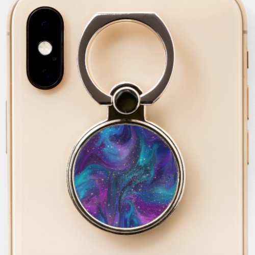 Cosmic Ink  Turquoise Blue Purple Galaxy Nebula Phone Ring Stand