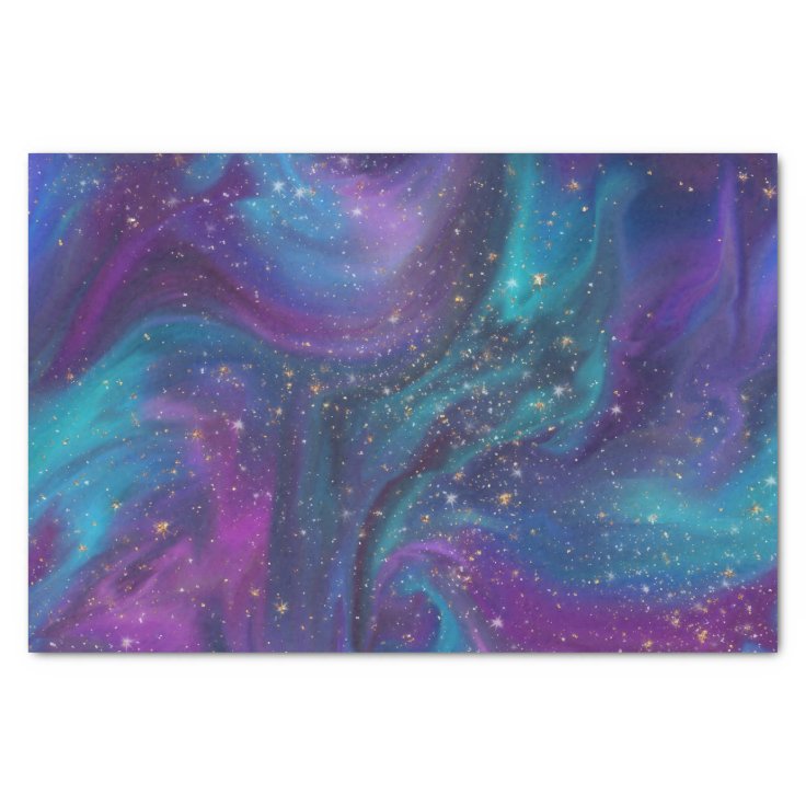 Cosmic Ink | Turquoise Blue Purple Galaxy Nebula Tissue Paper | Zazzle