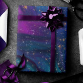 Cosmic Ink | Turquoise Blue Purple Galaxy Nebula Wrapping Paper