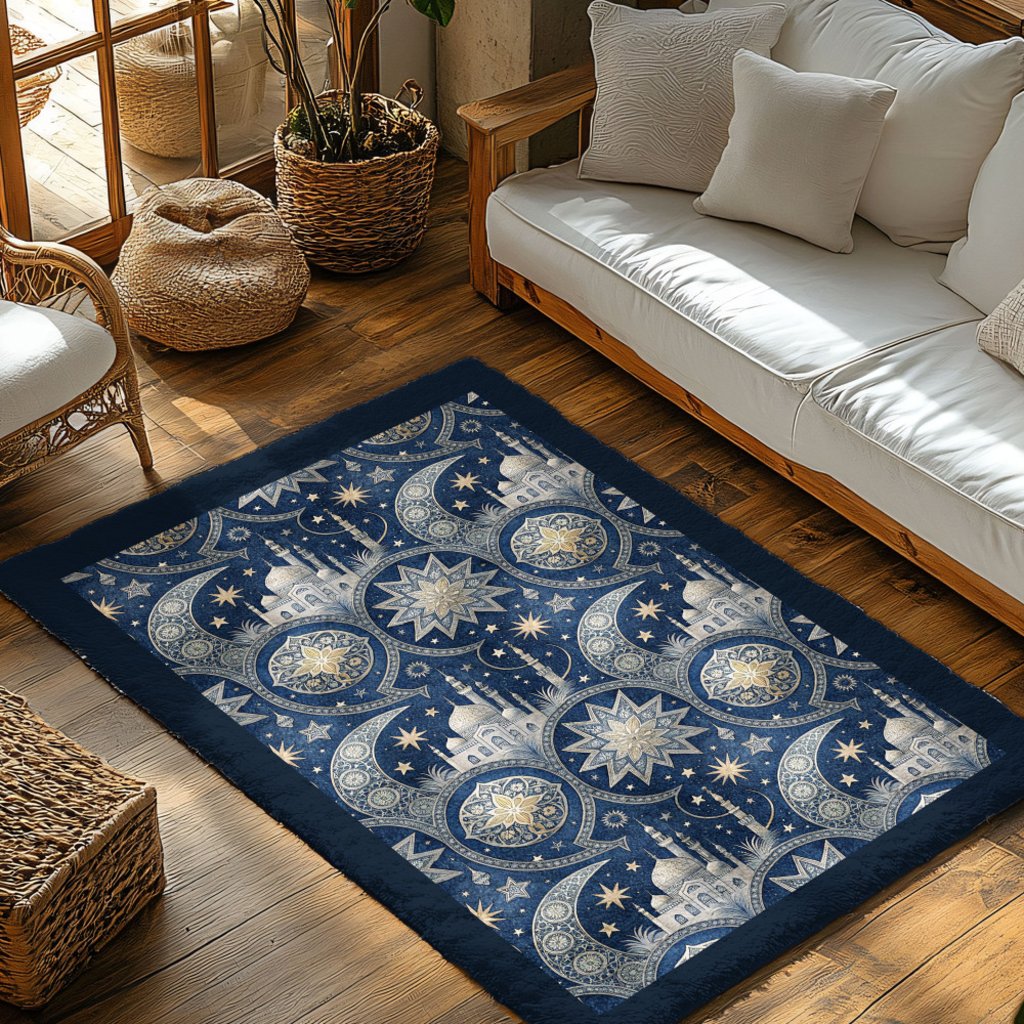 Cosmic Islamic Art Rug Heavenly Inspired Pattern