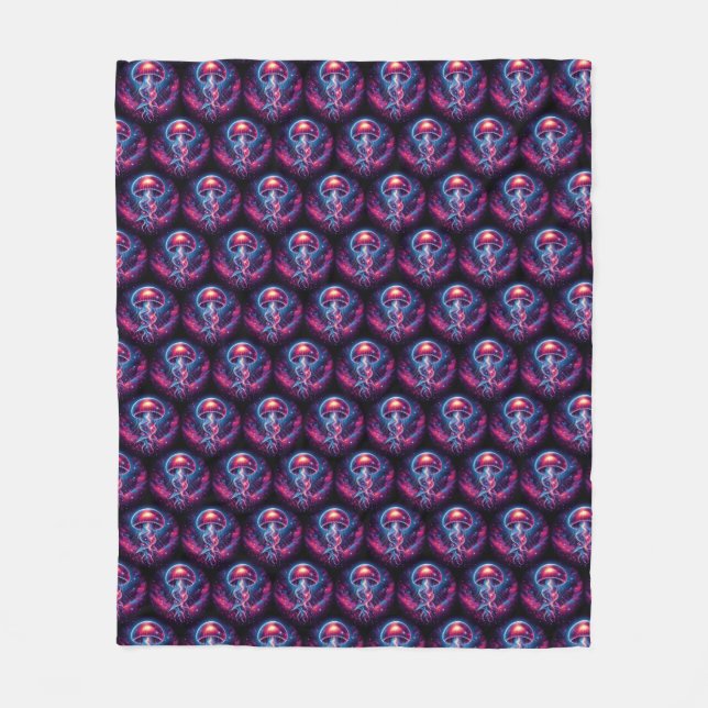 Cosmic Jellyfish Artwork Galaxy Fleece Blanket (Front)
