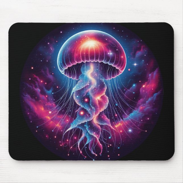 Cosmic Jellyfish Artwork Galaxy Mouse Pad (Front)