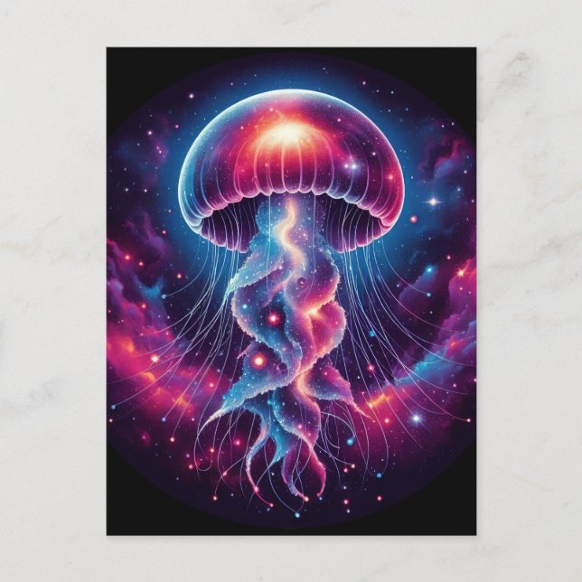 Cosmic Jellyfish Artwork Galaxy Postcard (Front)