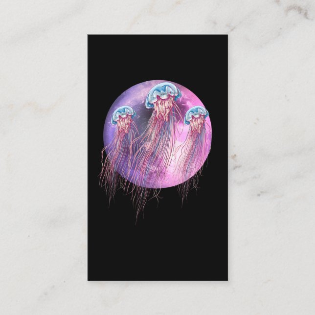 Cosmic Jellyfish Pastel Goth Moon Sea Animal Business Card (Front)