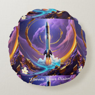 "Cosmic Journey Within" Round Pillow