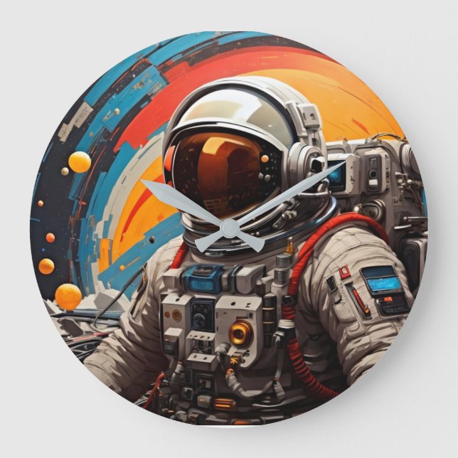 Cosmic Journeys Retro Space Wall Clock (Front)