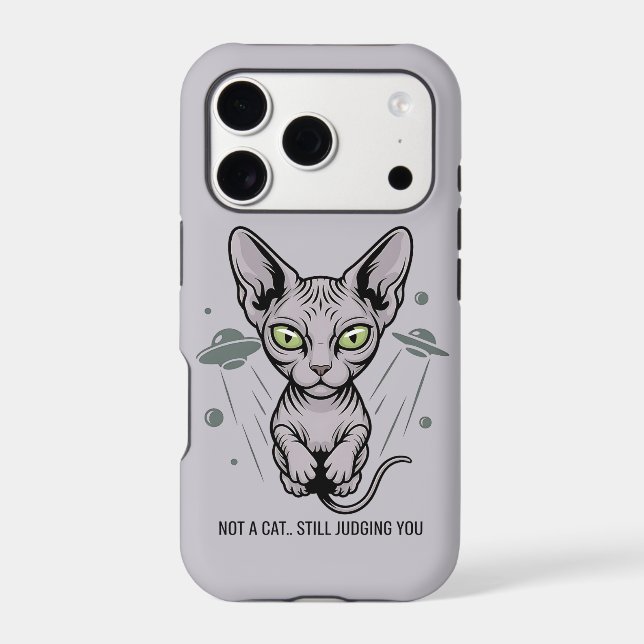 Cosmic Judging Sphynx Cat Art iPhone Case (Back)