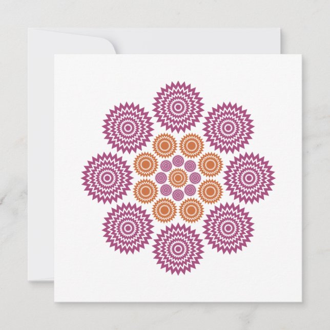Cosmic Kaleidoscope Note Card in Purple in Gold (Front)
