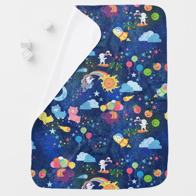 Cosmic Kawaii Baby Blanket (In Situ)