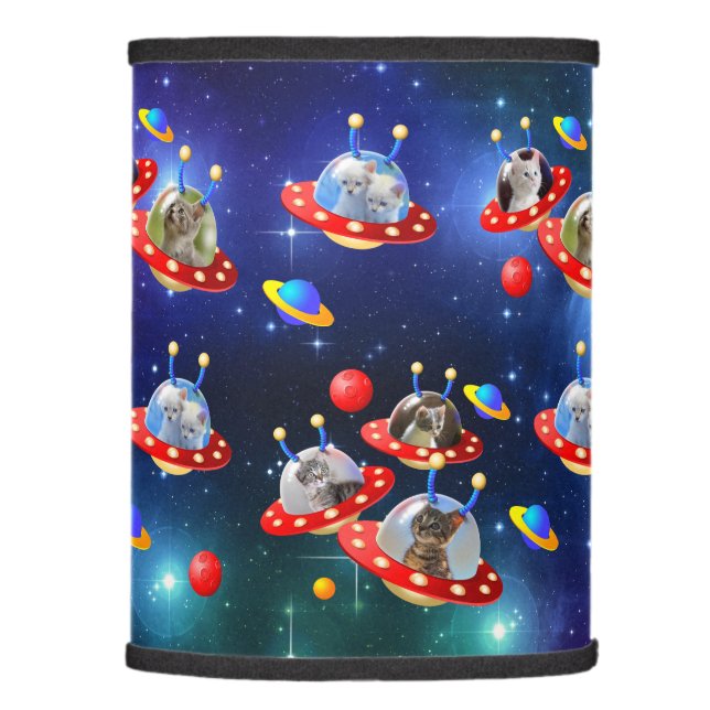Cosmic Kittens in Alien Spaceship UFO Sci-fi Scene Lamp Shade (Right)