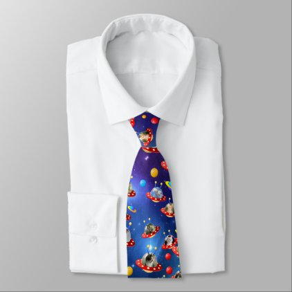 Cosmic Kittens in Alien Spaceship UFO Sci-fi Scene Neck Tie