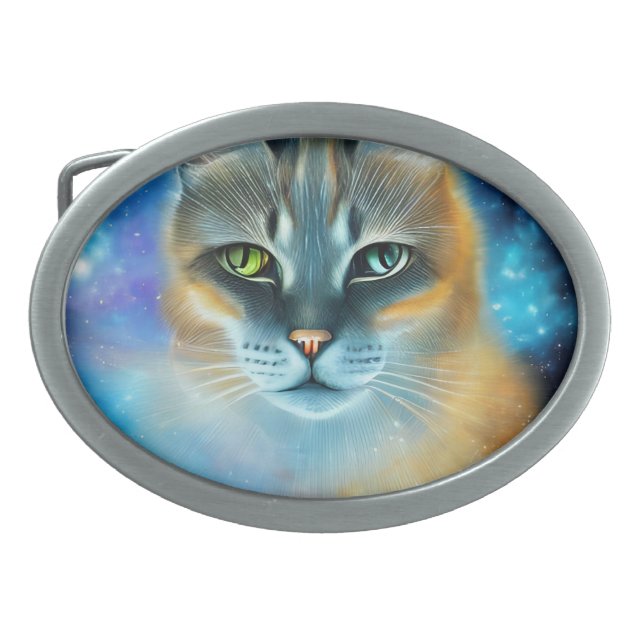 Cosmic Kitty Belt Buckle (Front)