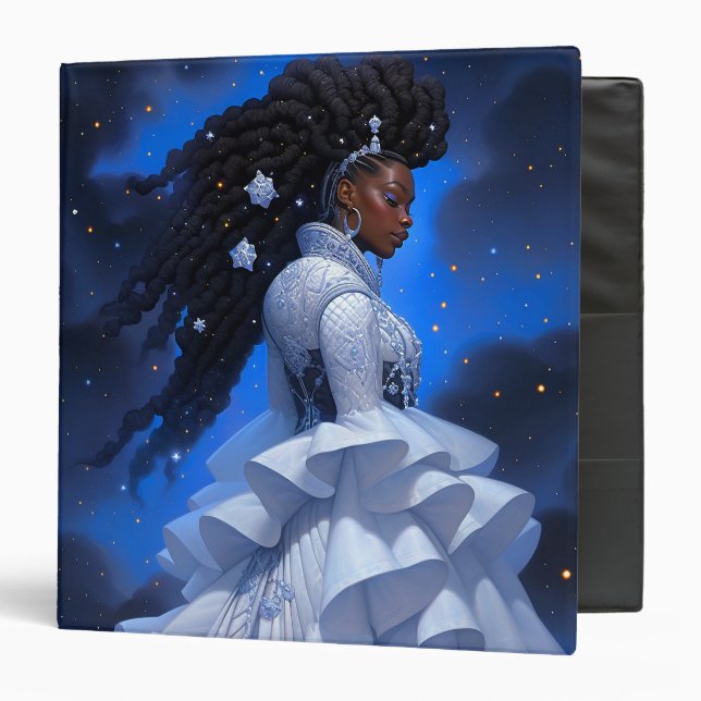 Cosmic Lady African American Fantasy Art 3 Ring Binder (Front/Inside)