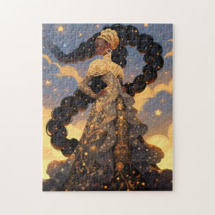 Cosmic Lady African American Fantasy Art Jigsaw Puzzle