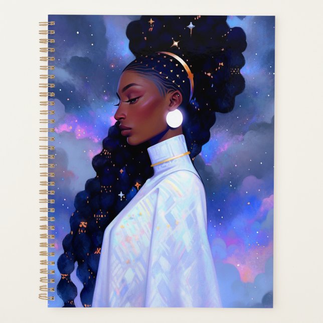 Cosmic Lady African American Fantasy Art Planner (Front)
