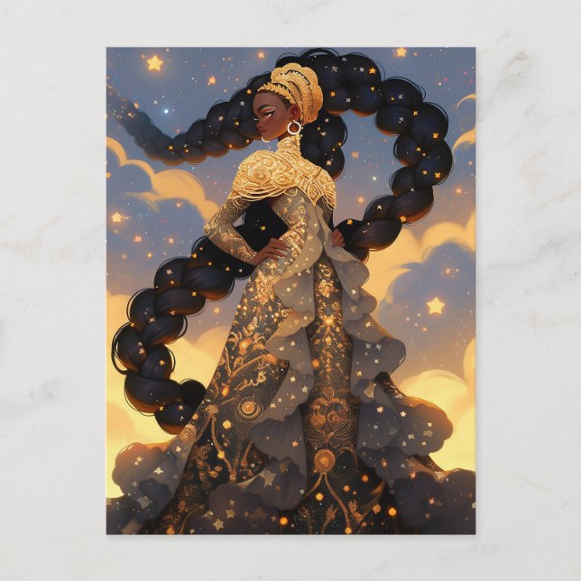 Cosmic Lady African American Fantasy Art Postcard (Front)