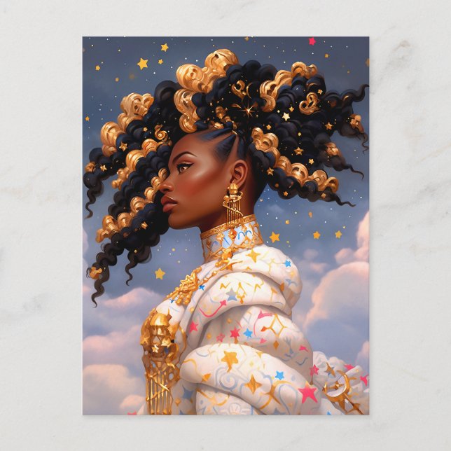 Cosmic Lady African American Fantasy Art Postcard (Front)