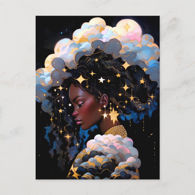 Cosmic Lady African American Fantasy Art Postcard (Front)