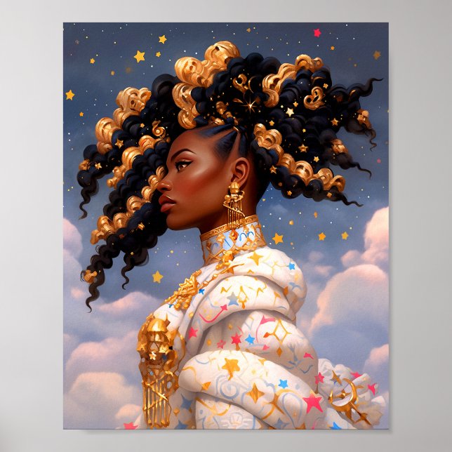 Cosmic Lady African American Fantasy Art Poster (Front)