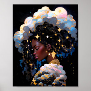 Cosmic Lady African American Fantasy Art Poster