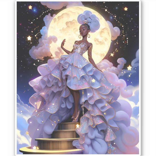 Cosmic Lady African American Fantasy Art Sticker (Front)