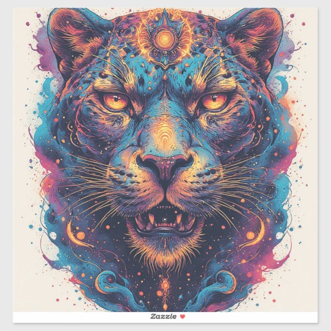 Cosmic Leopard Portrait With Mystical Effect Sticker (Sheet)