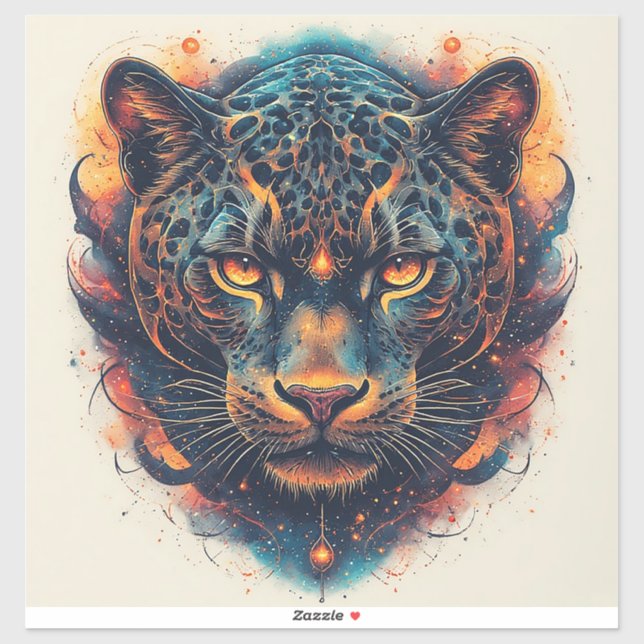 Cosmic Leopard Portrait With Mystical Effect Sticker (Sheet)