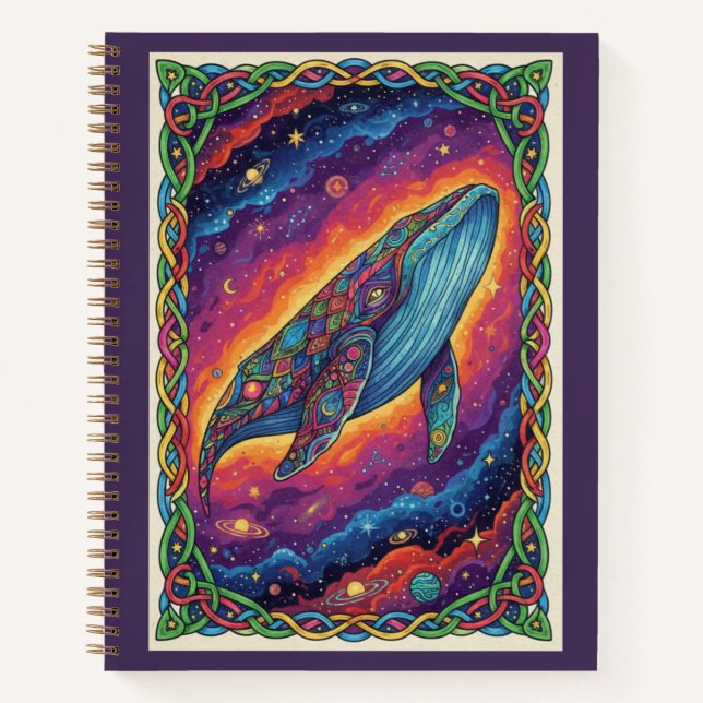 Cosmic Leviathan Whale Zentangle Galaxy Journal (Front)