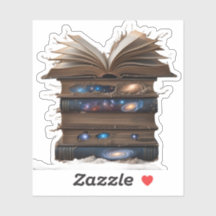 Cosmic Library: Magical Sticker of Books and Galax