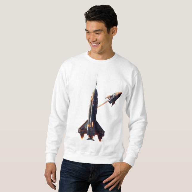"Cosmic Liftoff: Spaceship Launch Tees" Sweatshirt (Front Full)