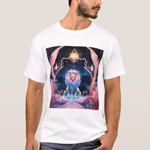 Cosmic Lion Logo T_Shirt Design style 