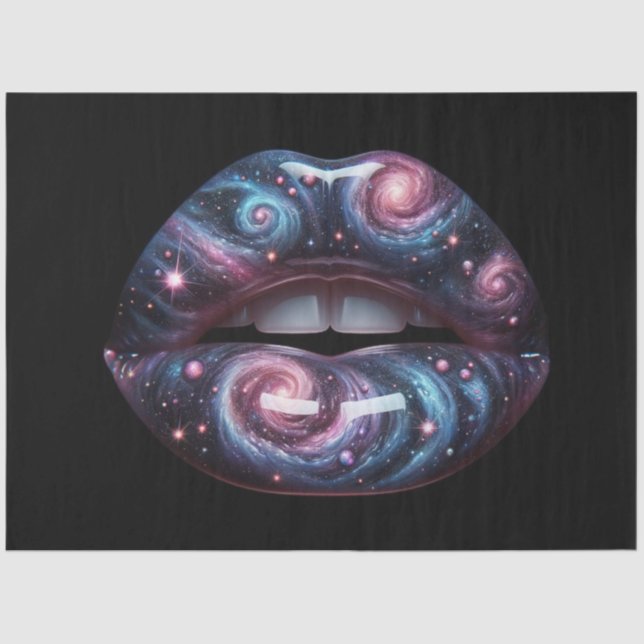 Cosmic Lips Pop Art Surrealism Decoupage Paper (Front)