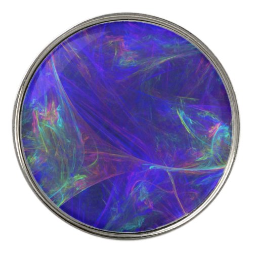 Cosmic look Abstract Mists of Colors on Blue Golf Ball Marker