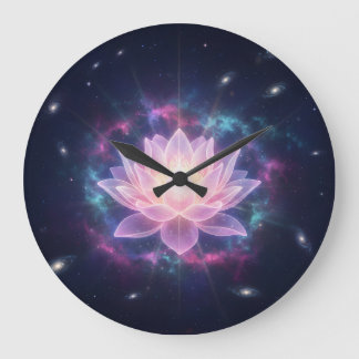 Cosmic Lotus Bloom - Spiritual Divine Radiance Large Clock