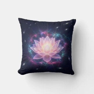 Cosmic Lotus Bloom - Spiritual Divine Radiance Throw Pillow