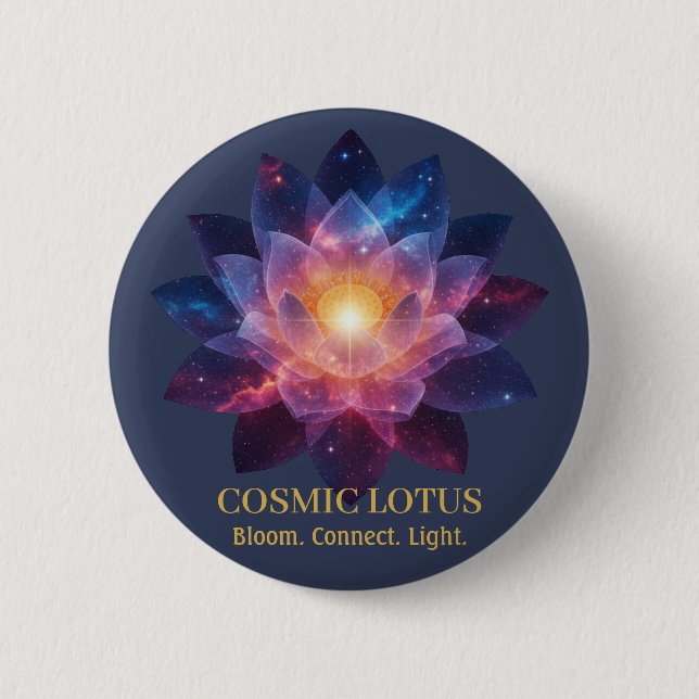 Cosmic Lotus Flower | Galaxy Bloom Energy Button (Front)