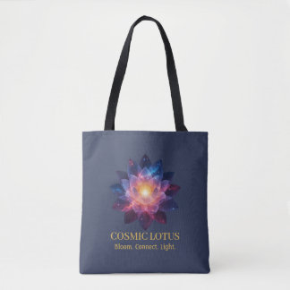 Cosmic Lotus Flower | Galaxy Bloom Energy Tote Bag