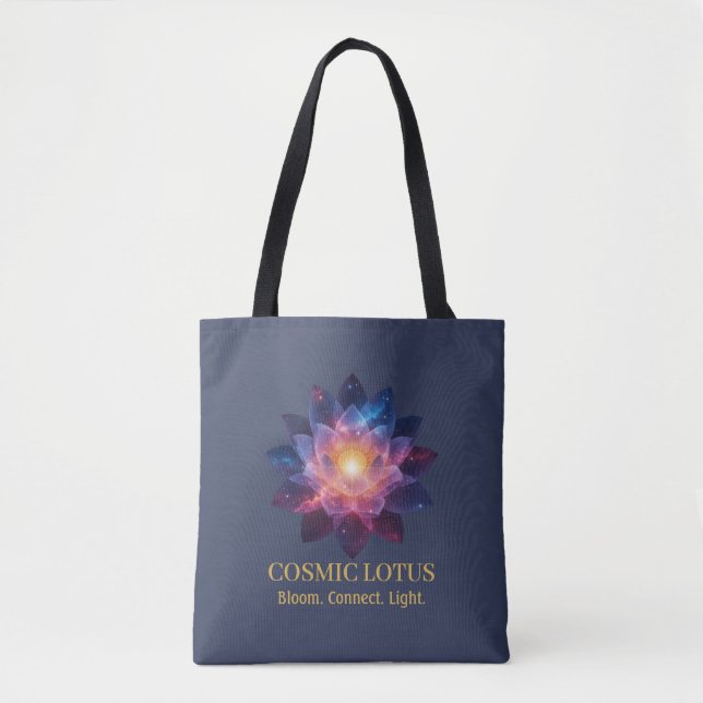 Cosmic Lotus Flower | Galaxy Bloom Energy Tote Bag (Front)