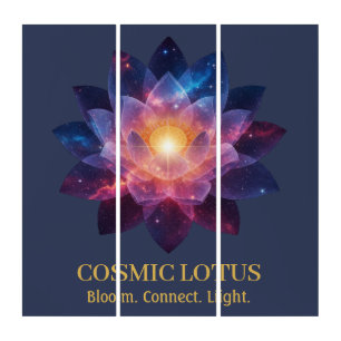 Cosmic Lotus Flower Galaxy Bloom Energy Triptych