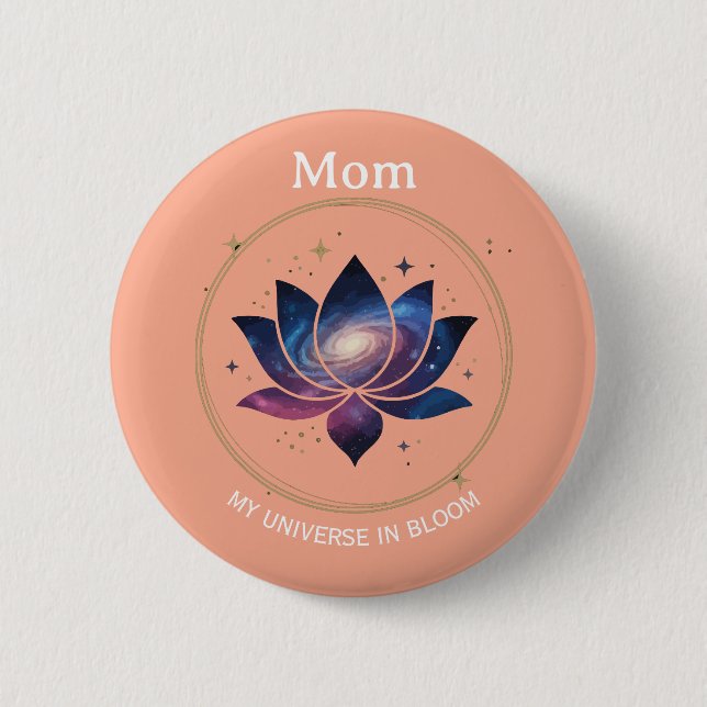 Cosmic Lotus Flower Mom Bloom Button (Front)
