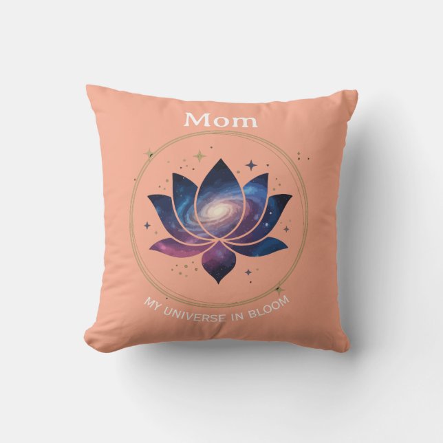 Cosmic Lotus Flower Mom Bloom Throw Pillow (Front)