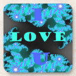 Cosmic Love Elements Art Print Coaster<br><div class="desc">Cosmic Love Elements Art Print Embrace the beauty of love and the cosmos with the "Cosmic Love Elements Art Print." This enchanting artwork combines a heartfelt message with intricate fractal patterns, creating a visually stunning representation of affection. The cool and ethereal color palette adds to the unique and memorable design,...</div>