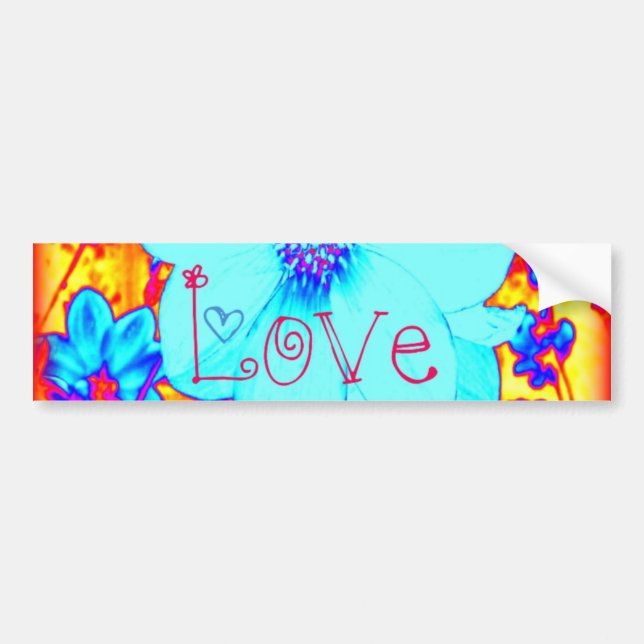 Cosmic Love Psychedelic Flower Bumper Sticker (Front)