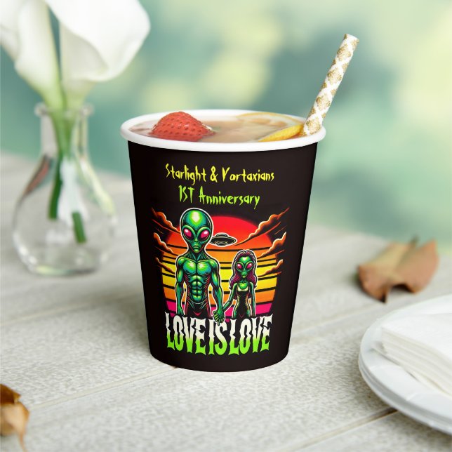 Cosmic Love Shared by Alien Couple Paper Cups (Insitu)