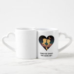 Cosmic Love Story Heart with Lovers and Fox Art Coffee Mug Set