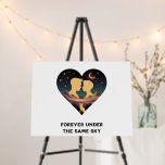 Cosmic Love Story Heart with Lovers and Fox Art Foam Board